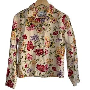 Coldwater Creek Women Button Down Jacket Small Grandma Floral Cottagecore